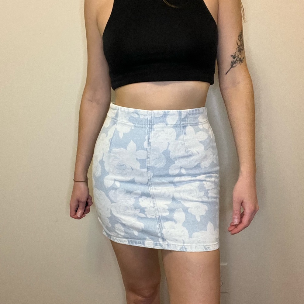 Floral jean skirt!